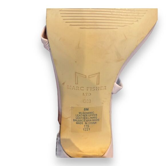 MARC FISHER Womens Beige Dominic Square Toe Stiletto Leather Thong Sandals 6M - Picture 8 of 8